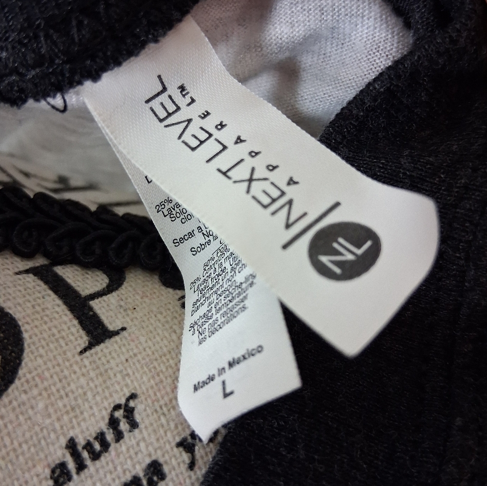 Next Level Apparel Mama Claus Black and White Long Sleeve Tee Large - Picture 3 of 4